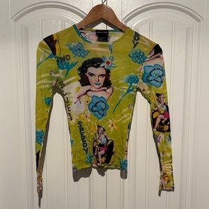 Rapture Artistic Graphic Long Sleeve Top - Green